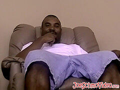 hot black man KG wanks off his thick cock on his solo show