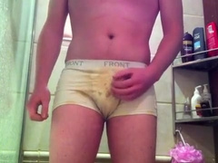 Piss and cum in dirty underwear