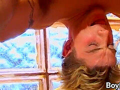 lean youngster banged until cumming after outdoor blowjob