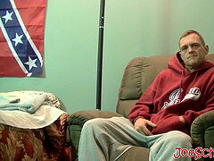 Older dude pounds tattooed guys taut hole and spunks fast