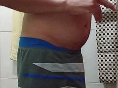 mature alber takes off his clothes showing his 14 cm dick and jerks off until he comes