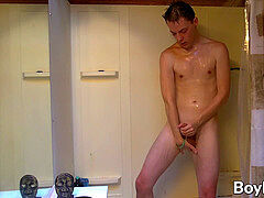 super-naughty twink Benji Elliot works on his morning penis