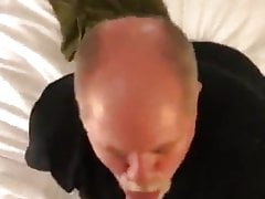 Daddy on his knees giving an amazing blowjob
