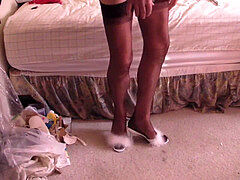 white fuzzy mule jerk off