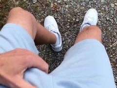 Gay outdoor masturbation, gay uncut cock, gay risky public