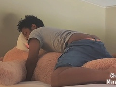 Gay black boy, gay twink, humping teddy bear