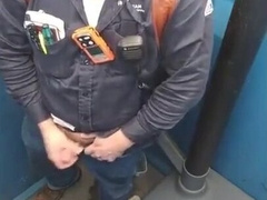 Worker Bear Jerks Off & Cum in Porty Potty at Work