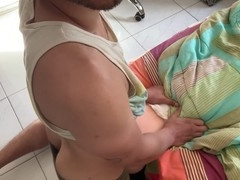 Stepfather fucks twink stepson's tight ass and finishes inside him