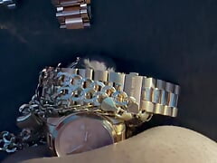 Wristwatch and gold jewelry fetish