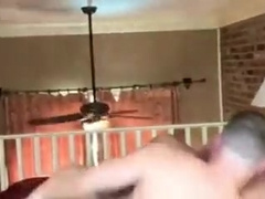 Helping my steaming dad to spray his man chowder in me