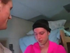 College boys in woman lingerie sucking dick