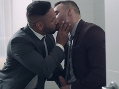 Nude men share the small bathroom for intimate gay fetishes