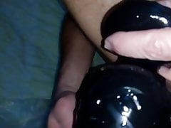 Cumshot without hands. Ass pushed plug