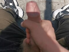 Dick Flash and cumshot in public