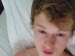 Lad Pummels Cushion & Jizzes On His Abdomen