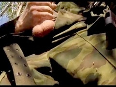 russian soldier jerks in the forest
