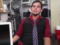 Bearded homosexual has interracial fuck session for money