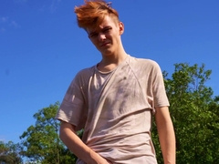 Summer joy of 2 young men. Deepthroating by the river