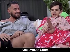 Cute Step Son & Hunk Step Dad Family Fuck After Jerking Off Together