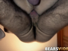 Bear Marc Angelo fucking bareback after anal play and rimjob