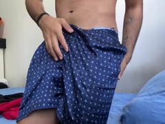Light-Haired jock Henry Lynes jerks his hefty yam-sized dick solo
