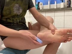 foot care ASMR and getting off