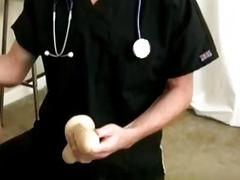 Gorgeous young nurse masturbating at work