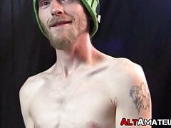 Kinky punk jock drilling tight ass with dildo while jer