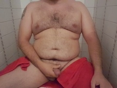 Guy jacking off, gay toilet, otter