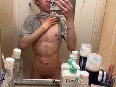 Polish dorm twink jerks off and fingers himself in the shower while his roommate plays Nintendo outside