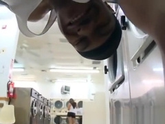 Public interracial gay fuck in laundry shop