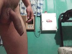 Cousin&#039;s cute boyfriend caresses his thick Latin cock that leaks milk