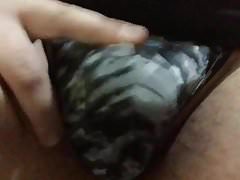 Playing with my bulge in a tight man thong