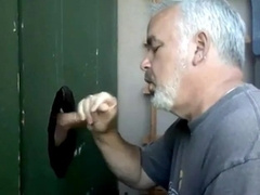 Glory Hole Fun: Amateur Daddy Blowjob and Cum Eating