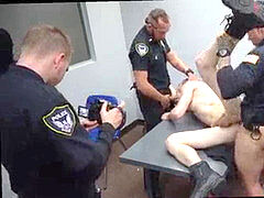 Real video of hot gay wonderful dark-hued cops and their spunk-pumps Two daddies are