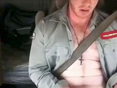 Unclipped trucker strokes and swallows the hot cum load