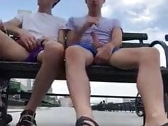 Cumshot in public