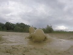 Blowing bubbles under mud on a rainy day part 2
