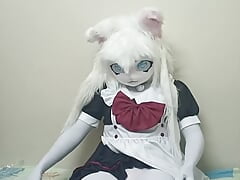 Boyfriend controls vibrator, making me wet and orgasm in kigurumi furry maid suit