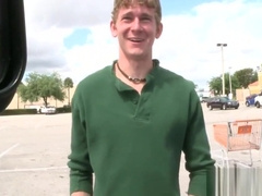 Blindfolded stud is tricked by a gay hunk into having blow job