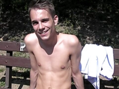 Pretty-faced guy enjoying outdoor anal fucking