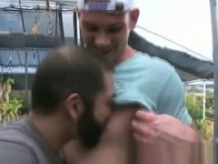 Bearded farmer gives a blowjob