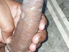 Indian big cock using condom first time on webcam