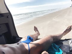 blue mesh thong south texas beach jerk off