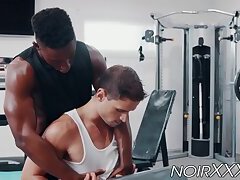 Handsome dude seduced and fucked by his muscular black trainer