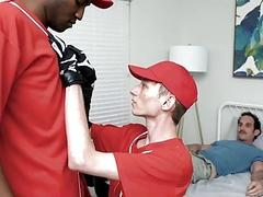 Pervert trainer makes his boys suck and then he fucks them