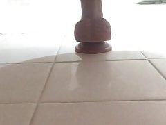 Cross dress first time fuck big dildo in bathroom