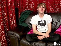 light-haired emo Josh Frey strokes gigantic manhood before shooting jizz