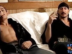 Young thug Wiley jerking off alongside straight buddy