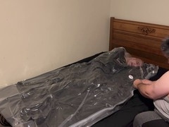 Gay bondage with domination, submission, and latex breathplay featuring Strapskinks